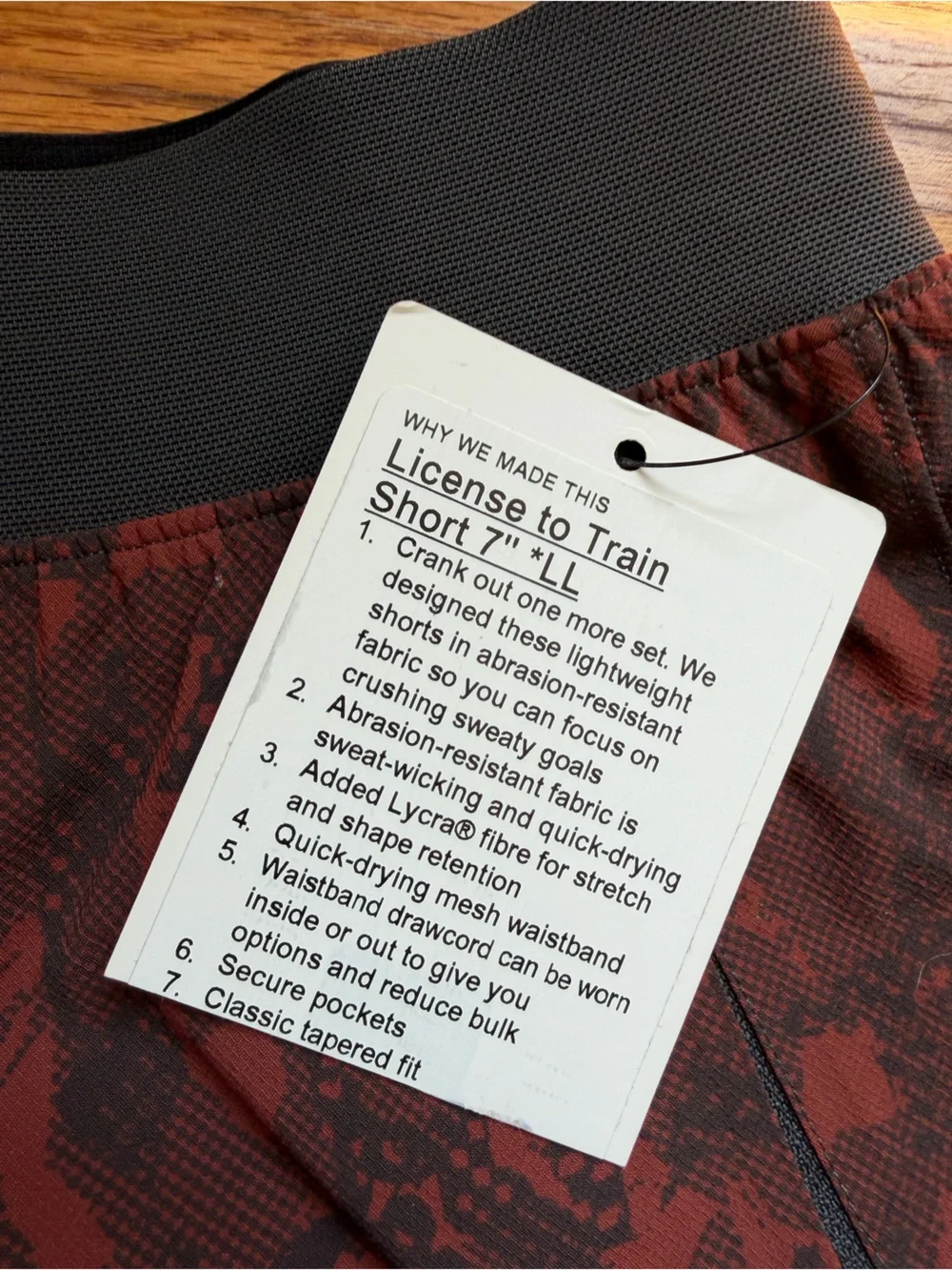 lululemon athletica Men's Rust Red and Black Patterned Athletic Shorts